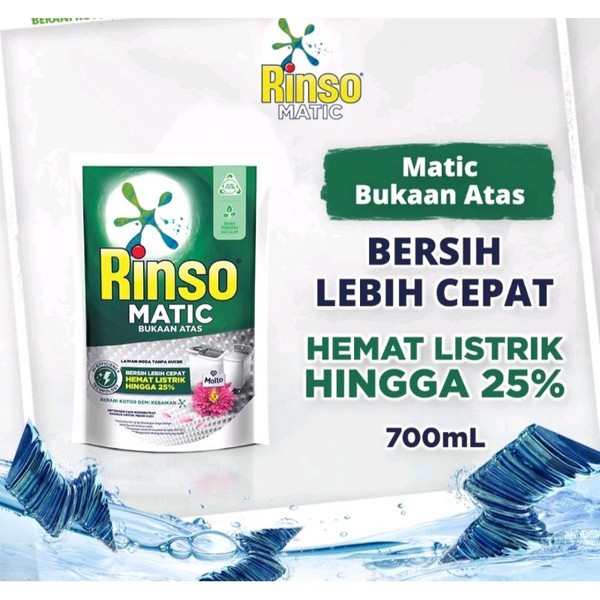 Rinso Detergent Cair Konsentrat Deterjen Matic Mesin Cuci Bukaan Atas 700 mL