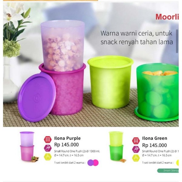 Moorlife Ilona 1300ml Toples Plastik Warna Ceria untuk Snack Renyah Tahan Lama