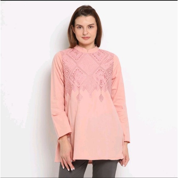 baju muslim wanita kemeja katun bordir muslim