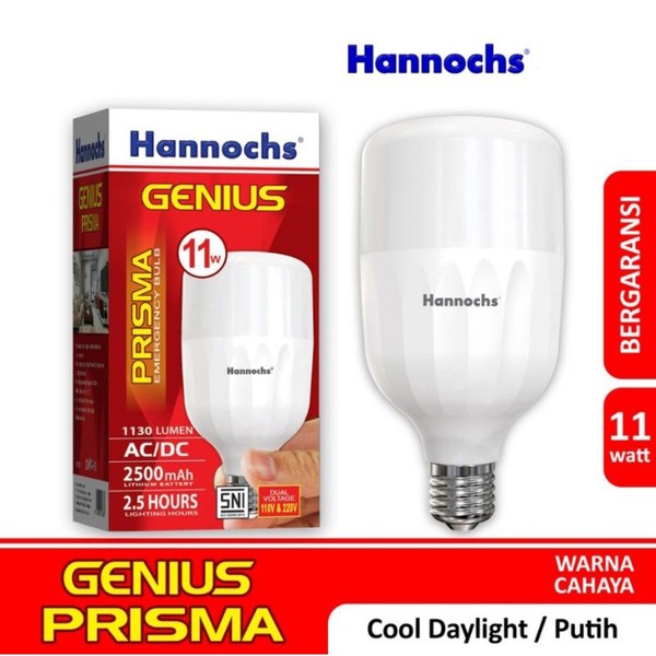 hannochs emergency Lampu Emergency LED AC/DC Genius Prisma Rechargeable Cahaya Putih Emergency Lamp Darurat