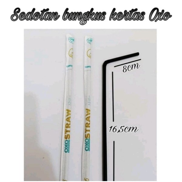 Sedotan plastik tekuk steril bungkus kertas oxo 5mm