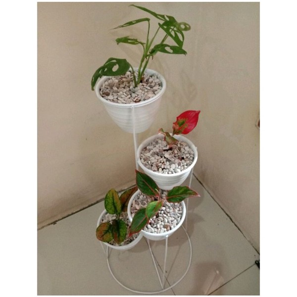 standing pot bunga 4 in 1 tinggi 70cm Diameter 15cm warna putih REJECT