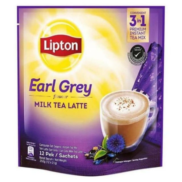 Lipton earl grey milk tea latte teh susu tarik instan