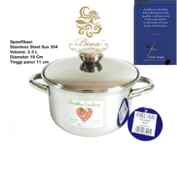 Bima Panci + Tutup Prima Panci Saus Saos Saucepot Stainless steel