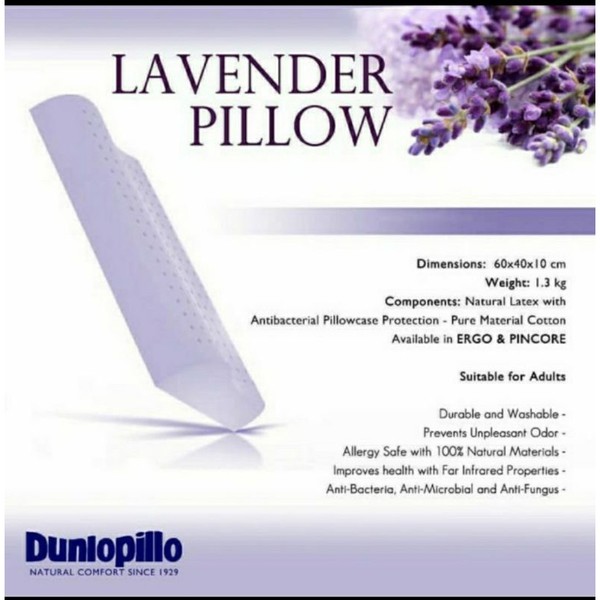 Dunlopillo Ergo Lavender Latex Pillow Bantal Ergo Lavender for insomnia
