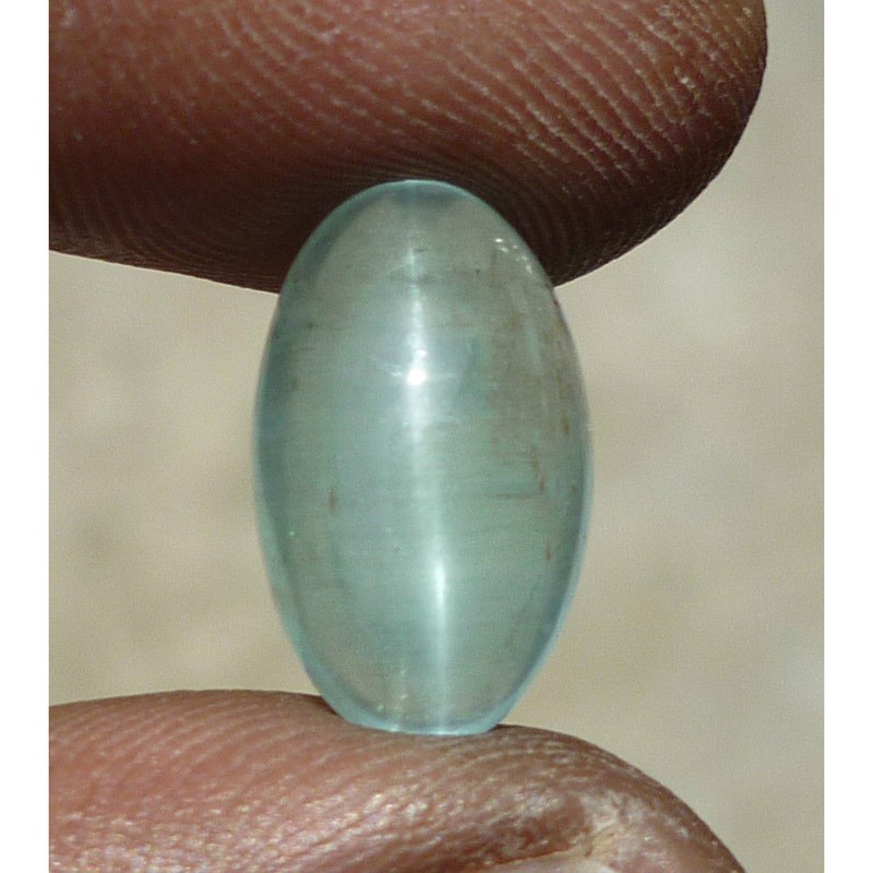 Natural Aquamarine Cat's Eye Lite Sky Blue Oval Cabochon 7.75Ct AQ008