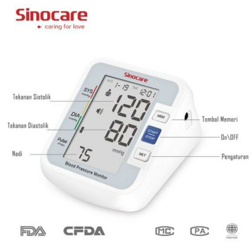 Sinocare Sinoheart Type BA-801 Tensimeter Digital Garansi Resmi Alat Cek Tekanan Darah Otomatis Tensimeter