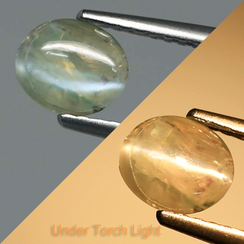Oval Cabochon 0.78ct 6.5x5.5mm Unheated Natural Green Sharp Cat's Eye Alexandrite, Madagascar AXD100