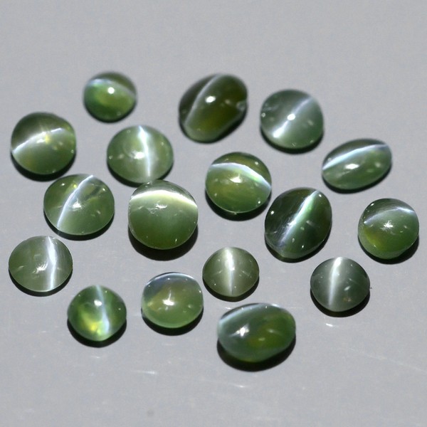 Lot 2.08tcw Round & Oval Cabochon Natural Green Sharp Cat's Eye ALEXANDRITE AXD003