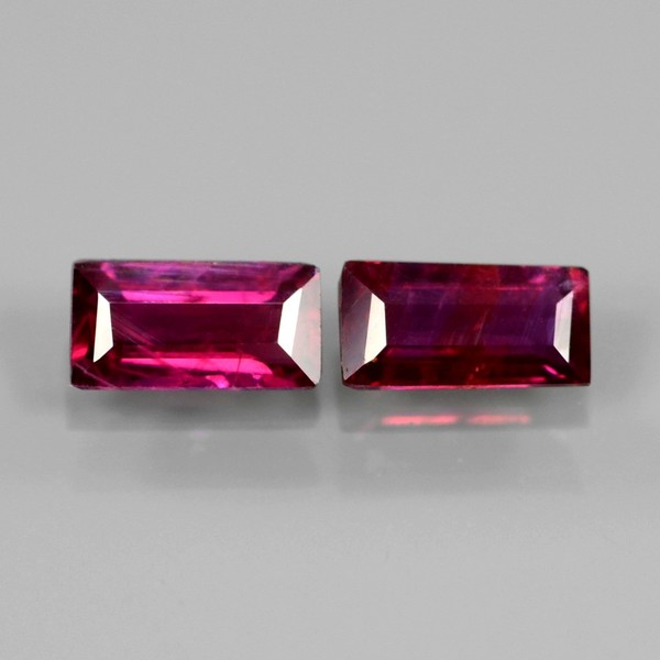Match Pair 2Pcs/0.55Ct Baguette Natural Unheated Untreated Fiery Pinkish Red RUBY RB034