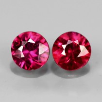 Perfect Pair 2Pcs/0.38Ct t.w Round Natural Unheated Untreated Rich Red RUBY, Mozambique RB027