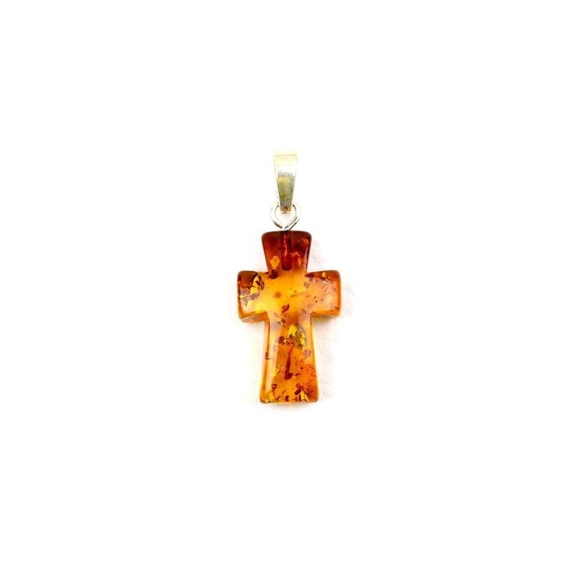 Natural Baltic amber pendant Cross 0.7gr JS004