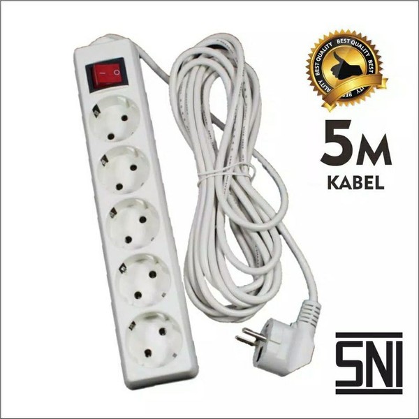kabel colokan 5 lubang 3 m SNI kawachi