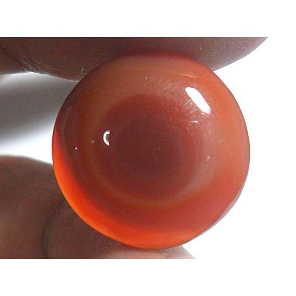 AG107 Round 17mm 12.15ct Orange Red 'Greek Evil Eye' Natural Untreated Picture Agate Lucky Charm
