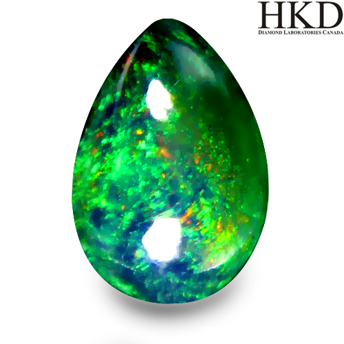 Certified Pear Cabochon 1.79ct 10x7.6mm Natural Multi Color Black Opal Ethiopia OP151
