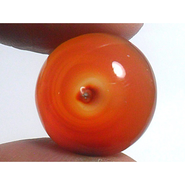 AG109 Semi Round 17mm 15ct Natural Orange Red White 'Greek Evil Eye' Picture Agate Natural Lucky Cha