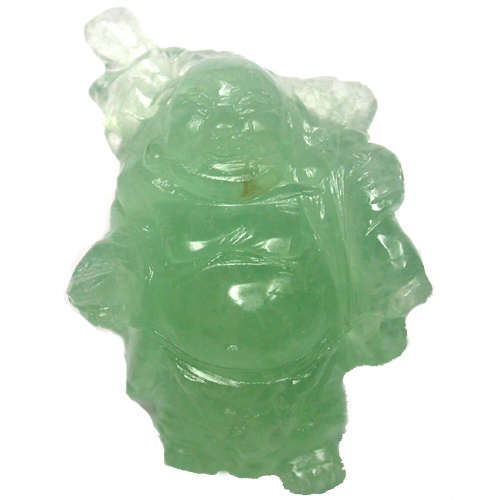 CV004 204.90ct Laughing Buddha carved in UNTREATED Fluorite