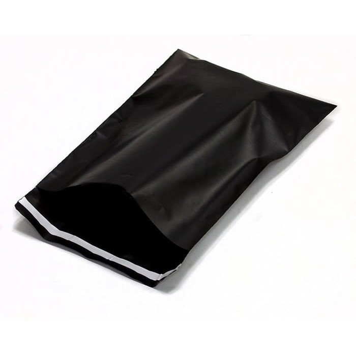 Polymailer  16x20cm Plastik Paket dengan Perekat anti sobek waterproof -hitam Glosy