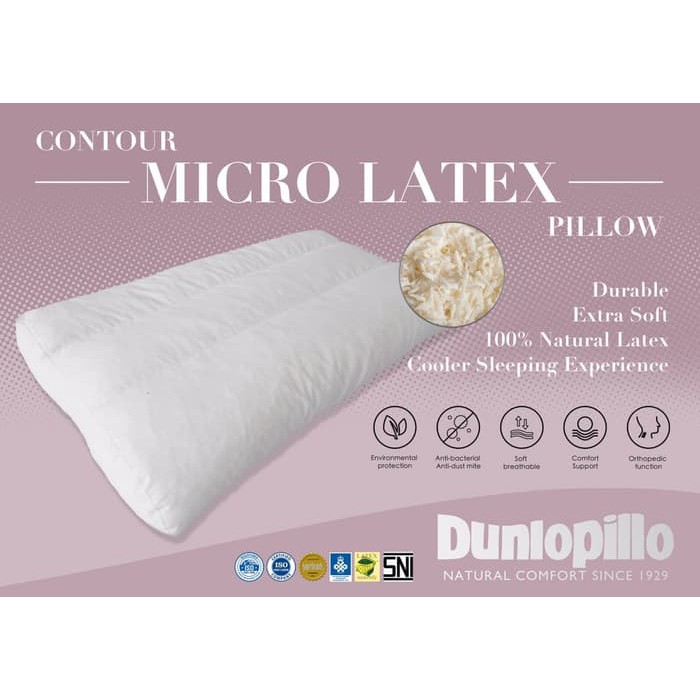 DUNLOPILLO Contour Micro Latex Pillow 60x40cm Natural Latex