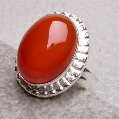 [JWG116] Natural Red Onyx Ring SZ7 Sterling Silver Plated