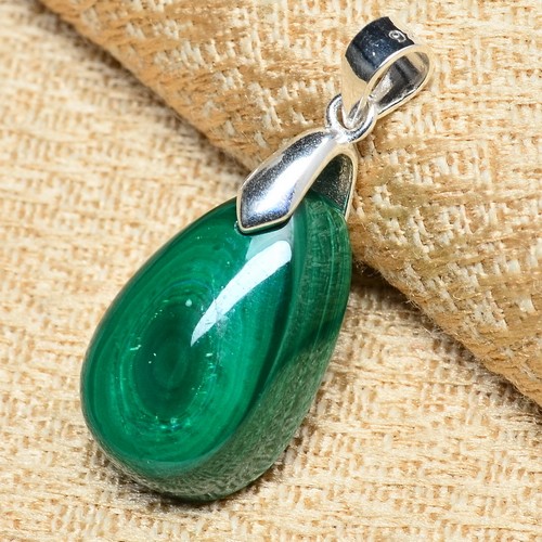 [JS809] Natural Malachite Pendant 925 Sterling Silver 4.2gr