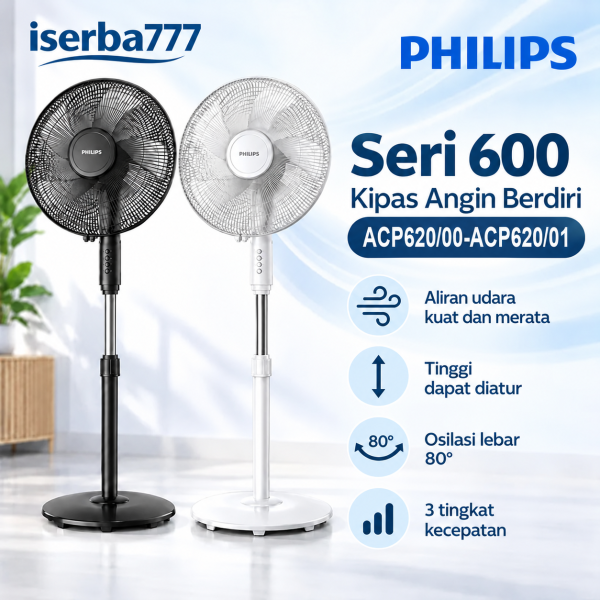 Philips Kipas Angin Berdiri16 Inch ACP620 3 Blade 45 Watt Stand Fan Garansi Resmi