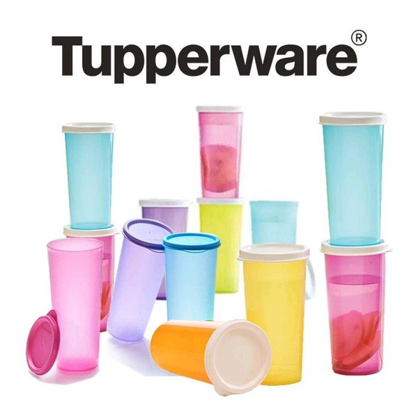Tupperware Gelas Tumbler dengan Tutup Warna-warni untuk Minuman Harian