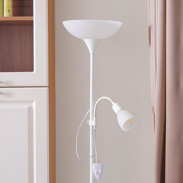 Lampu Lantai Stainless 2 Fitting Lampu Sudut Ruang dan Lampu Baca dengan Desain Modern dan Fungsi Dual untuk Kebutuhan Pencahayaan