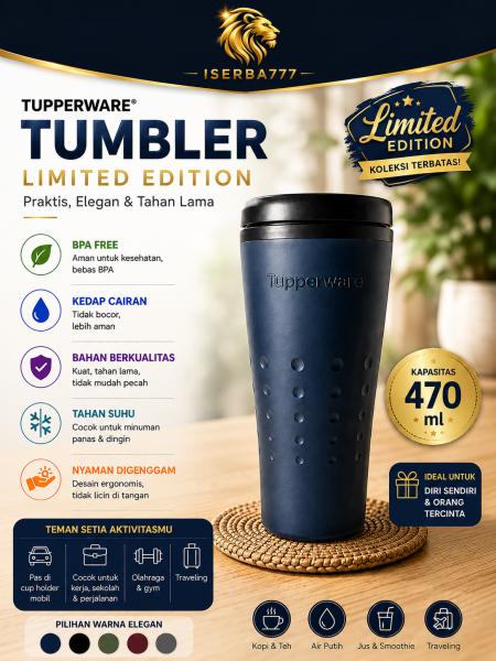 Tupperware Insulated 16oz Commuter Travel Tumbler 470ml Dark Blue