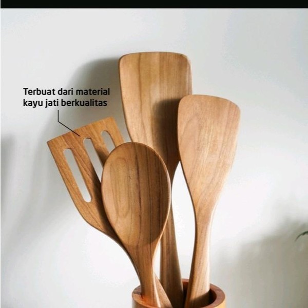 Spatula Sutil Kayu Jati Tidak Mudah Berjamur dan Tahan Panas