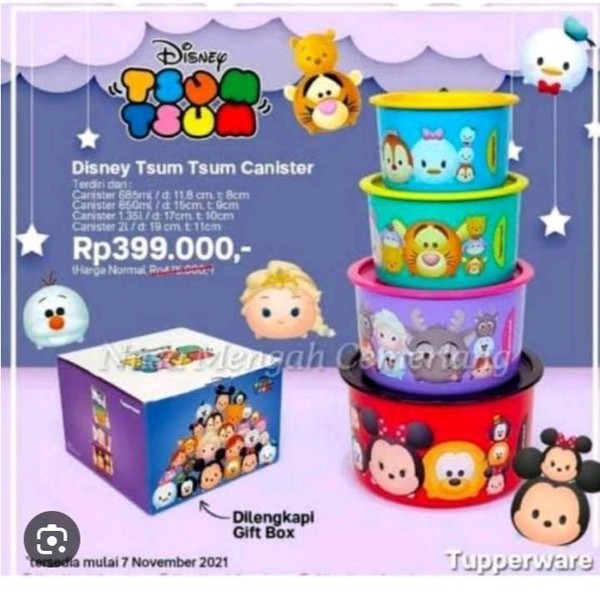 Tupperware Disney tsum tsum canister toples snack anak