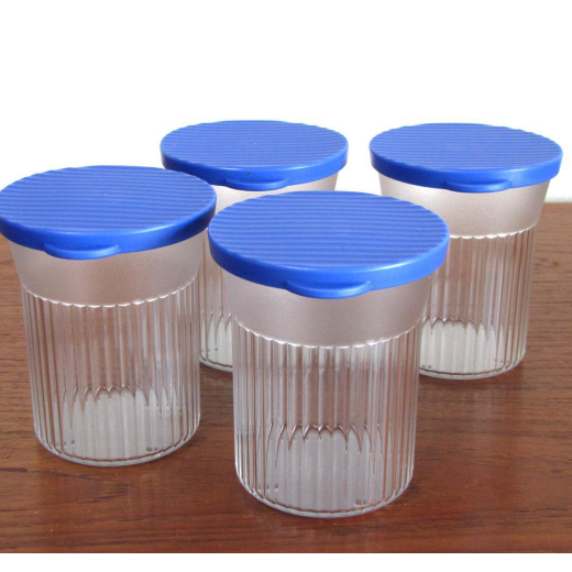 Tupperware Family Mate Round 630ml Bahan Krystal Polycarbonat Aman untuk Bahan Makanan dengan Tutup Biru
