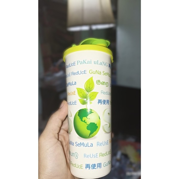 Tupperware Gelas Minum 470ml GO GREEN Tumbler Dilengkapi Tutup Anti Tumpah