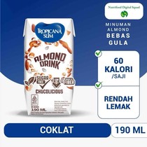 Tropicana Slim Minuman Almond Cokelat 190ml - Bebas Gula, Rendah Lemak, Sumber Serat