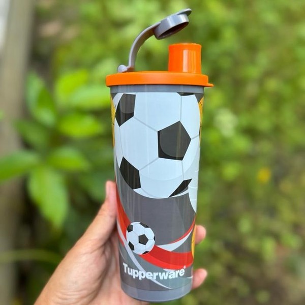 Tupperware Tumbler with Spout 470ml Go Active Tumbler motif bola
