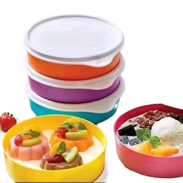 Tupperware Large Handy Bowl 580ml 500ml Seal Putih dengan Tutup Anti Tumpah untuk Penyimpanan Makanan dan Camilan