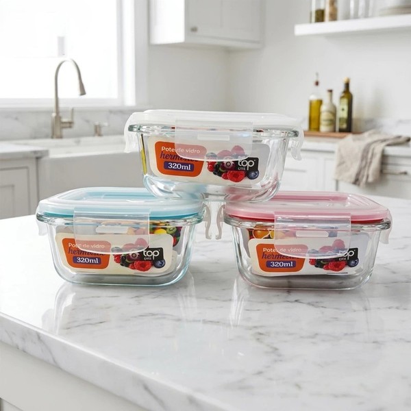 Glasslock Kotak Makan Kaca 320ML Food Container Anti Bocor BPA Free
