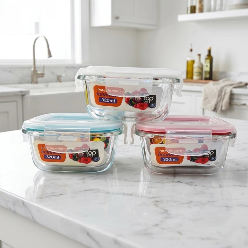 Glasslock Kotak Makan Kaca 320ML Food Container Anti Bocor BPA Free