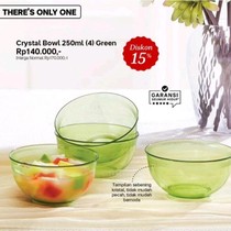 Tupperware Crystal Bowl 250ml Set 4PCS Hijau Tampilan Sebenan Kristal Tidak Mudah Pecah