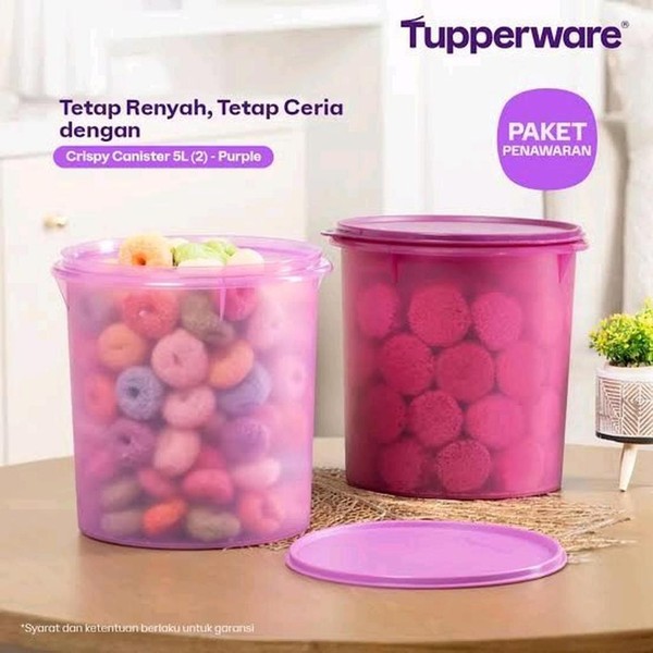 Tupperware Crispy Canister 5L Toples Kedap Udara BPA Free Aman untuk Makanan Paket Penawaran Tetap Renyah