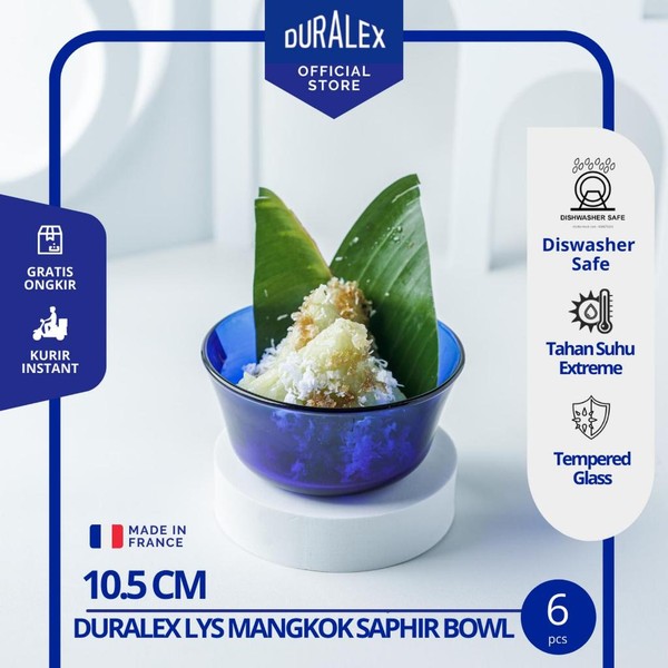 Duralex Lys Saphir Table Soup Serving Bowl 10.5 cm 250 ml (Set Isi 6 pcs) - Mangkok Saji Kaca Tempered Glass