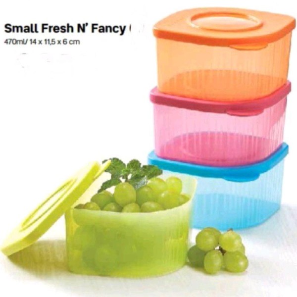 Tupperware Fresh and Fancy wadah makanan 470ml dengan seal anti tumpah warna cerah dan praktis untuk penyimpanan