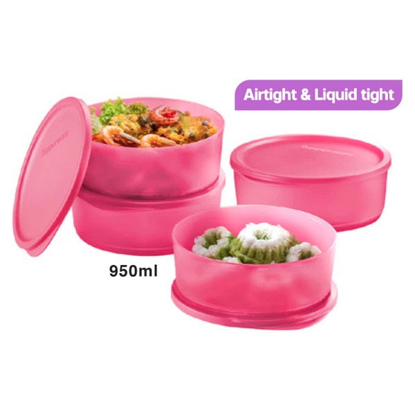 Tupperware Summer Fresh Round 950ml Wadah Penyimpanan Kedap Udara BPA Free Aman Untuk Makanan Airtight & Liquid Tight