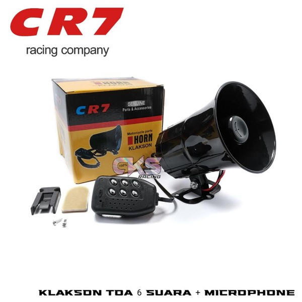 Klakson Toa speaker dan 6 mode CR7 universal motor dan mobil 12 Volt