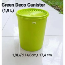Tupperware Deco Canister 1,9L Toples Kedap Udara BPA free Hijau Segar untuk Penyimpanan Makanan