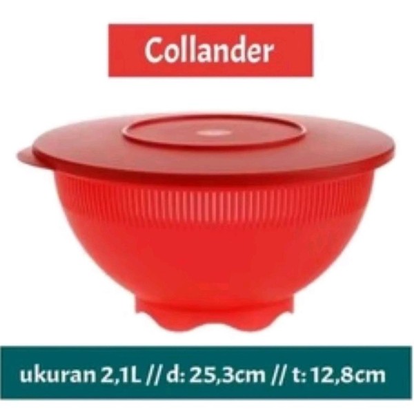 Tupperware Colander Penyaring Beras 2,1L Collander Merah