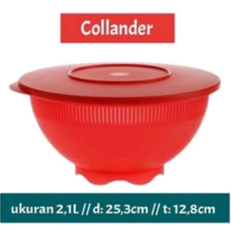 Tupperware Colander Penyaring Beras 2,1L Collander Merah