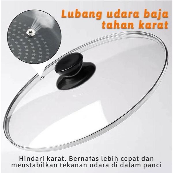 Tutup Panci Kaca Polos Tahan Panas Berbagai Ukuran untuk Dapur Anda