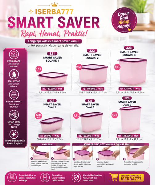 Tupperware Smart Saver Oval - Tempat Penyimpanan Makanan dengan seal kedap udara