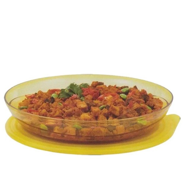 TUPPERWARE Eleganzia Serving Bowl 2.4 L Yellow Mangkok Saji Besar dengan Tutup Tahan Pecah untuk Makanan dan Minuman